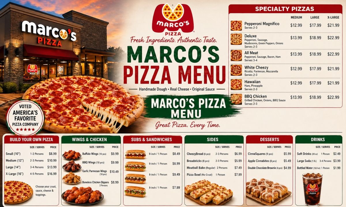 Marco’s Pizza Menu 2026 Guide with Prices & Serving Sizes
