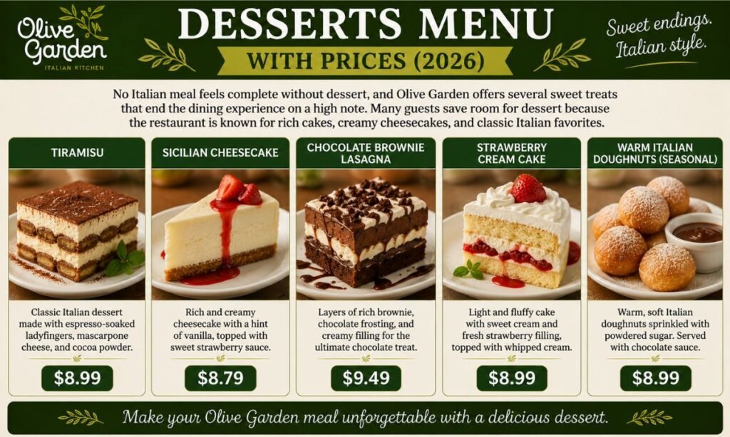 Desserts Menu with Prices (2026)