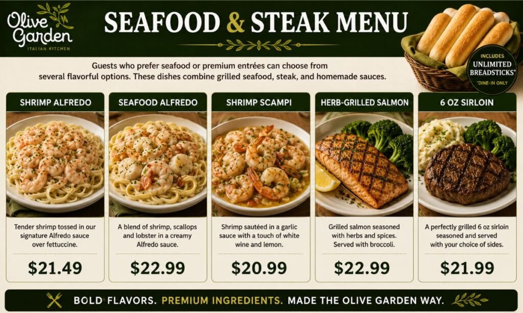 Seafood and Steak Menu